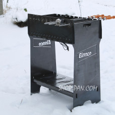 Мангал розбірний високий із вбудованою шашличницею і мотором на 10 шампурів