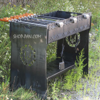 Мангал разборной высокий со встроенной шашлычницей и мотором на 16 шампуров