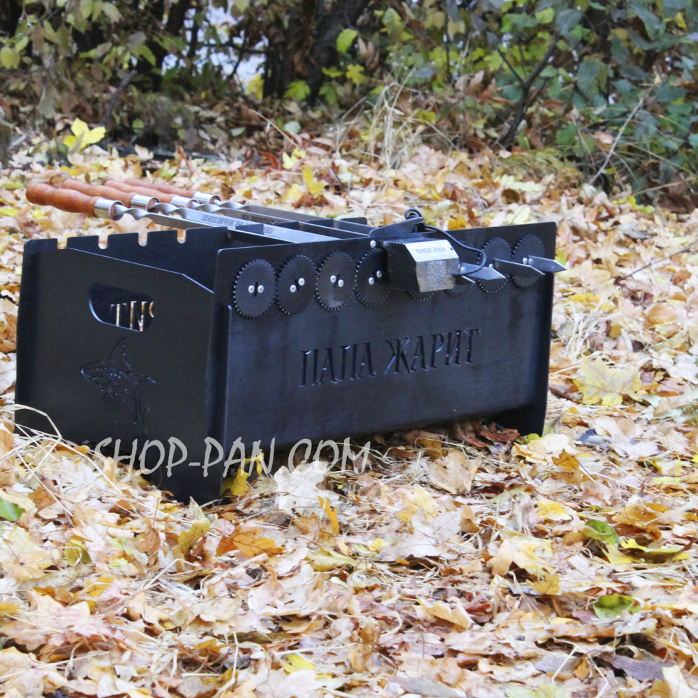 Мангал із вбудованою шашличницею та мотором на 8 шампурів 2 мм SP00271