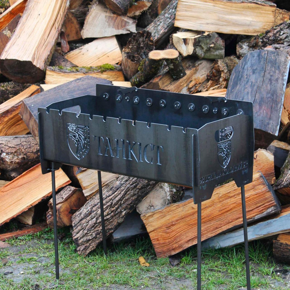 Мангал на довгих ніжках із вбудованою шашличницею та мотором на 10 шампурів 3 мм SP00280