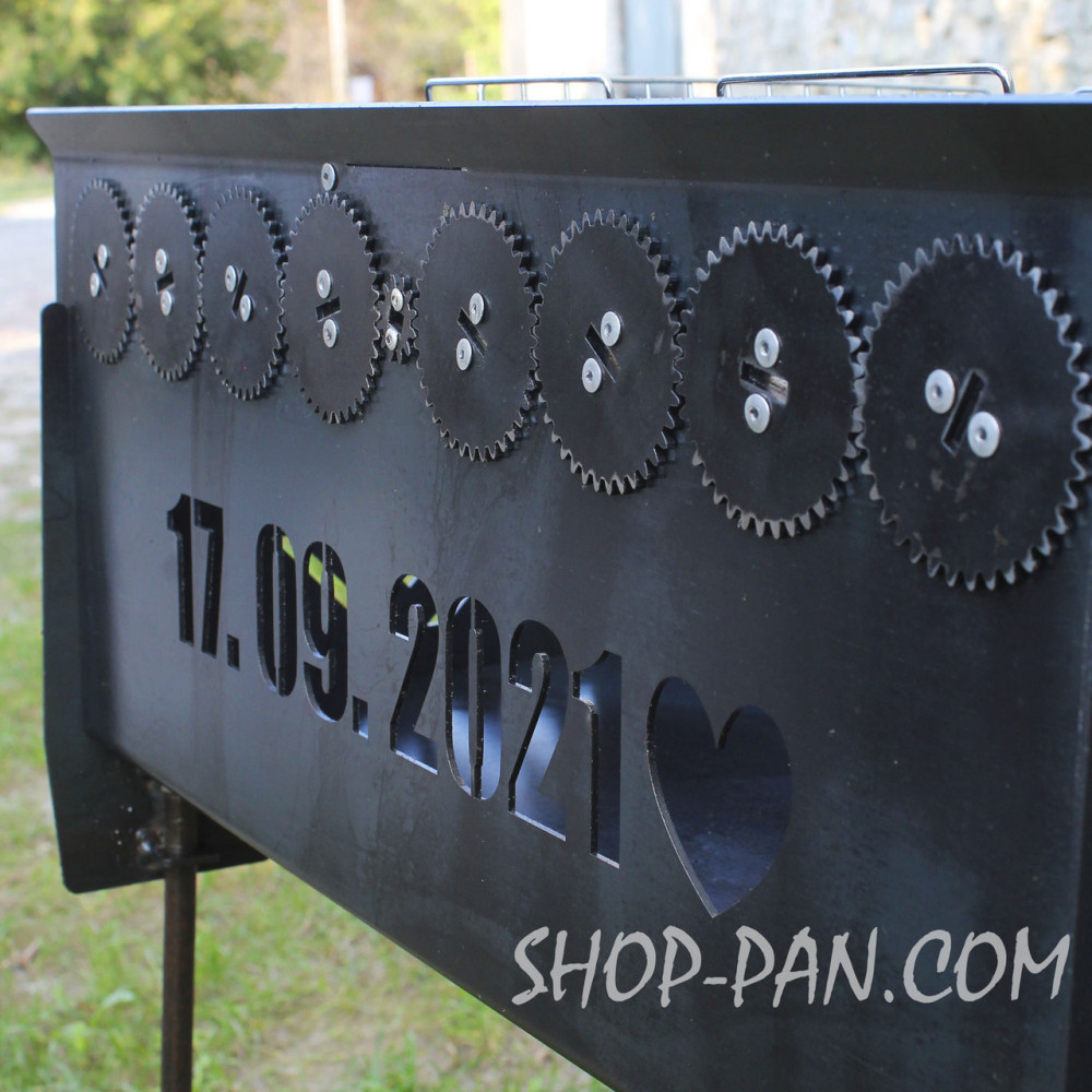 Мангал на довгих ніжках із вбудованою шашличницею та мотором на 12 шампурів 3 мм SP00281