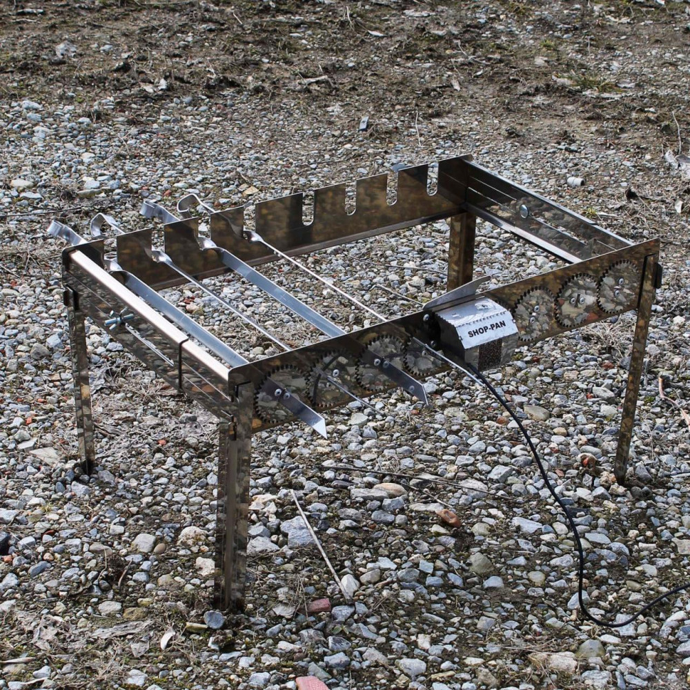 Автоматична шашличниця з неіржавкої сталі на ніжках SHOP-PAN на 8 шампурів SP00290