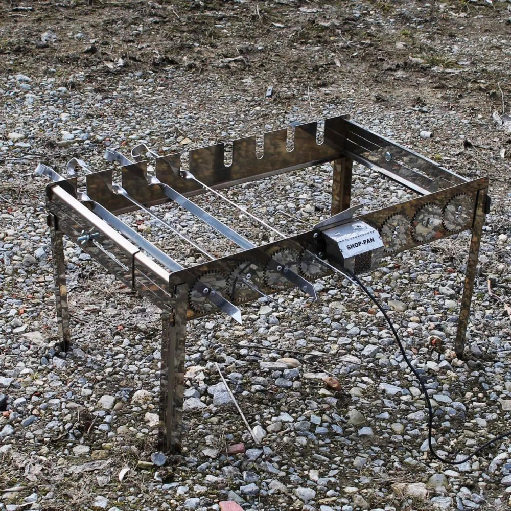 Автоматична шашличниця на 10 шампурів з нержавіючої сталі, регулювання ширини, знімні ніжки, USB-мотор, чохол SP00291