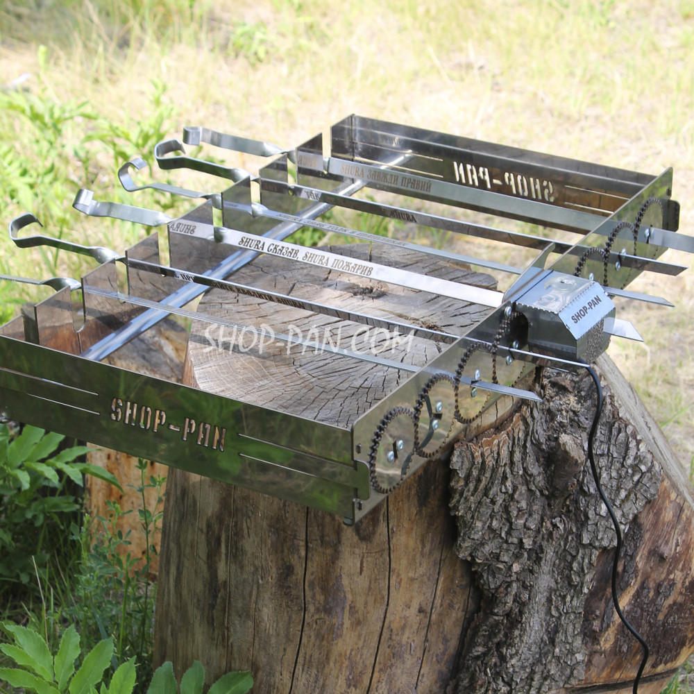 Автоматична шашличниця з неіржавкої сталі SHOP-PAN на 8 шампурів SP00296