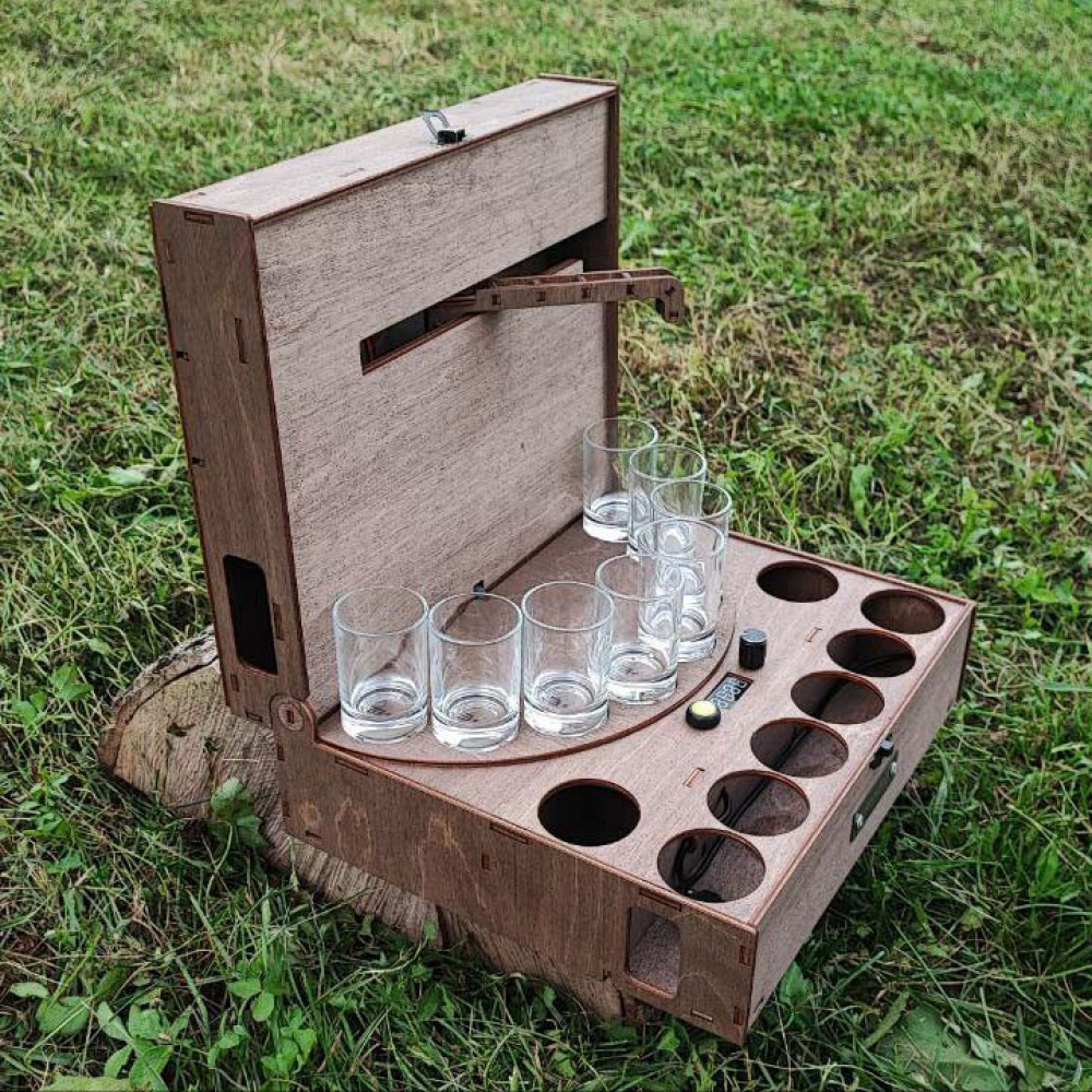 Автобармен, Наливатор алкогольний на 8 чарок з гравіюванням - біткойн SP00388