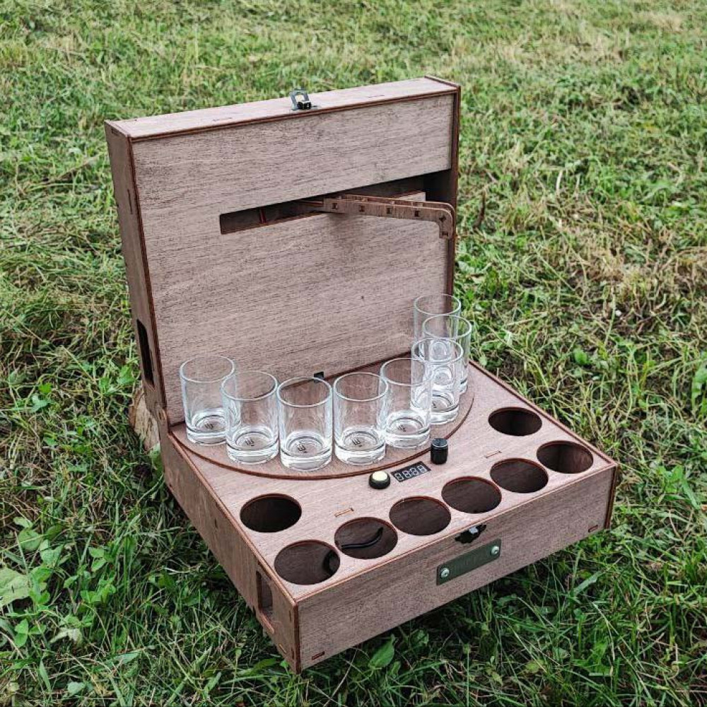 Автобармен, Наливатор алкогольний на 8 чарок з гравіюванням - біткойн SP00388