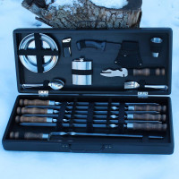 Набор шампуров в деревянной коробке "СОТНИК" с гравировкой