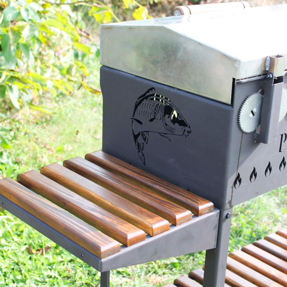 Автоматичний мангал Люкс на 10 шампурів з кришкою з нержавійки SP00396