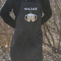 Фартук черный (рейнар) с вашим принтом - фазан