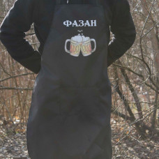 Фартук черный (рейнар) с вашим принтом - фазан