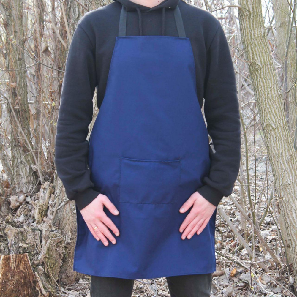 Фартук темно-синий (саржа) с вашим принтом - шеф-повар SP00402