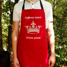 Фартук красный (саржа) с вашим принтом - царица кухни
