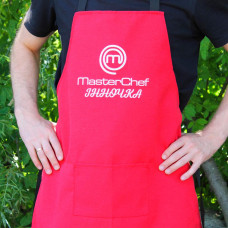 Фартук красный (саржа) с вашим принтом - МастерШеф