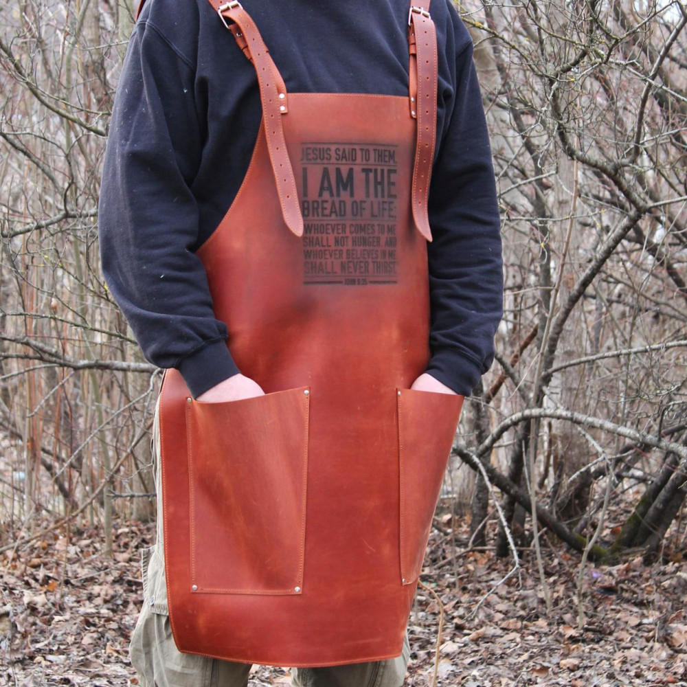 Фартух SHOP-PAN з натуральної шкіри 2 мм з гравіюванням SP00403