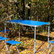 Розкладний стіл (синій) для пікніка, стільці