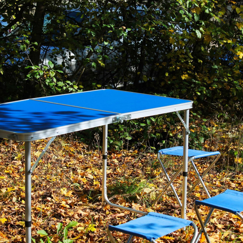 Розкладний стіл (синій) для пікніка, стільці SP00483