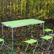 Розкладний стіл (зелений) для пікніка, стільці