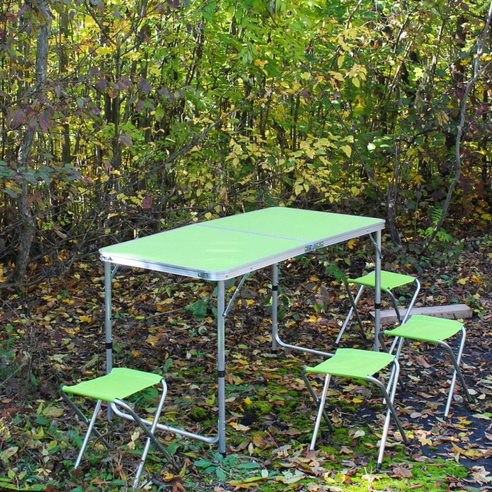 Розкладний стіл (зелений) для пікніка, стільці SP00483