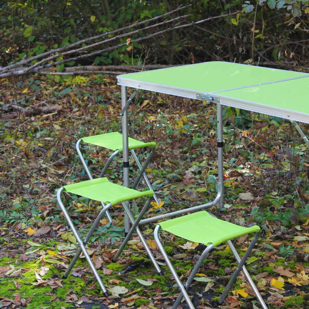 Розкладний стіл (зелений) для пікніка, стільці SP00483