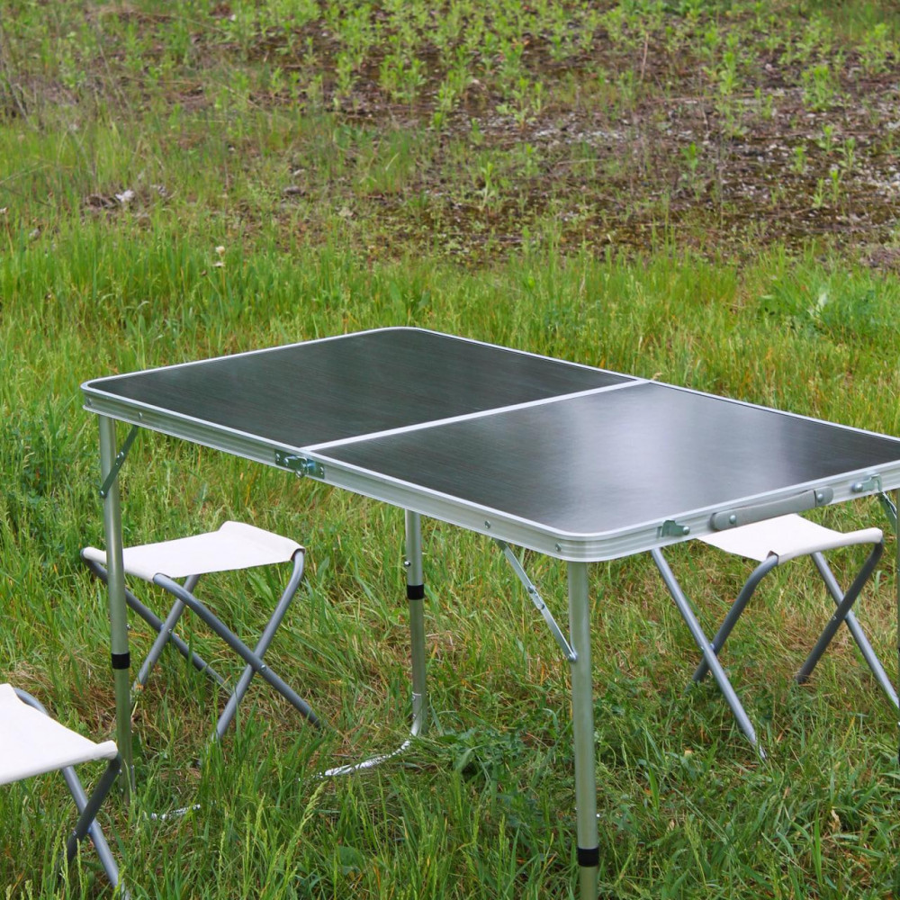 Розкладний стіл (чорний) для пікніка, стільці SP00483