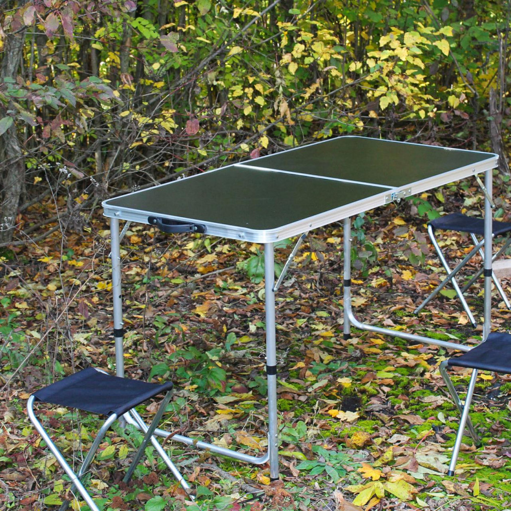 Розкладний стіл (чорний) для пікніка, стільці SP00483