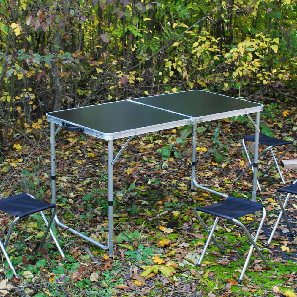 Розкладний стіл (чорний) для пікніка, стільці SP00483