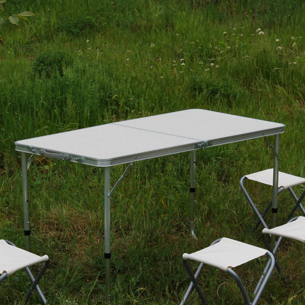 Розкладний стіл (білий) для пікніка, стільці SP00483
