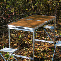 Раскладной стол (оранжевый) усилен для пикника, стула