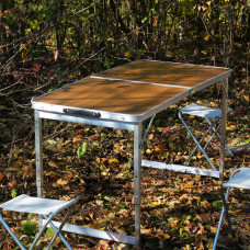 Розкладний стіл (жовтогарячий) посилений для пікніка, стільці
