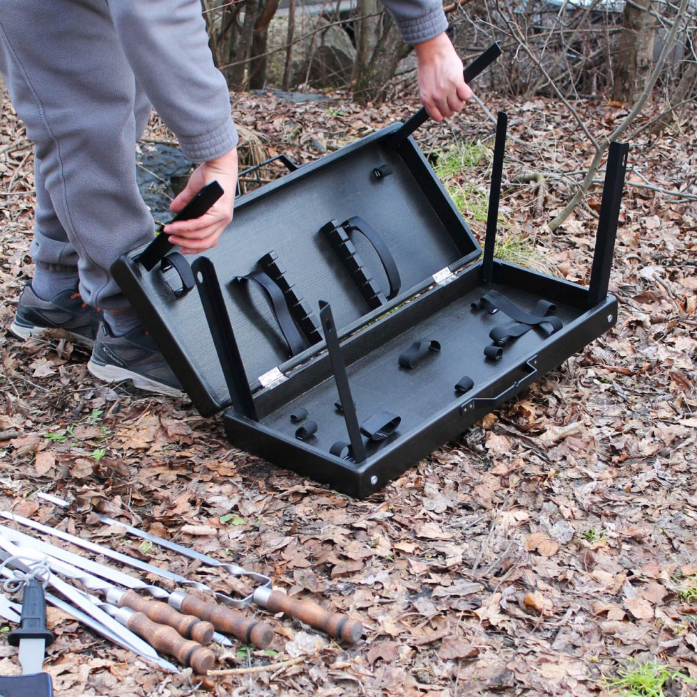 Набір шампурів в дерев'яній коробці "Буковина" на ніжках SP00494