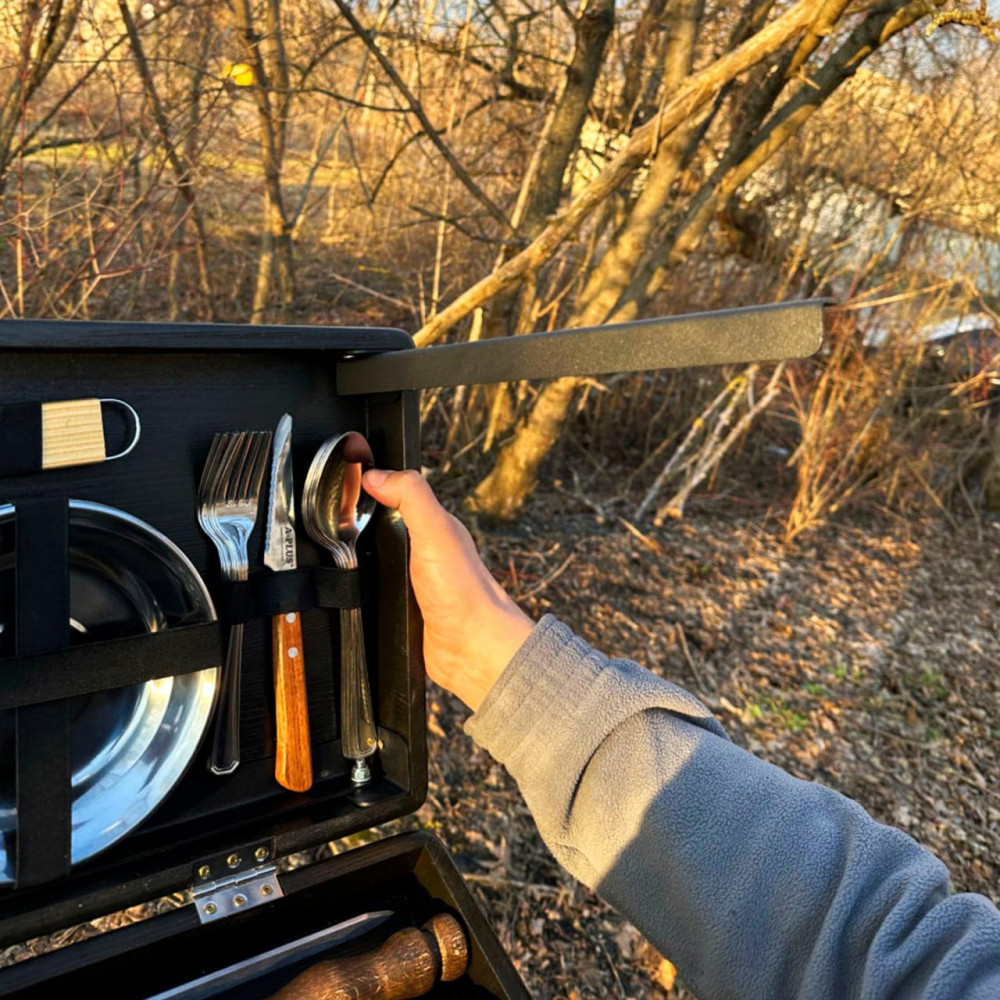 Набір шампурів в дерев'яній коробці "Буковина" на ніжках SP00494