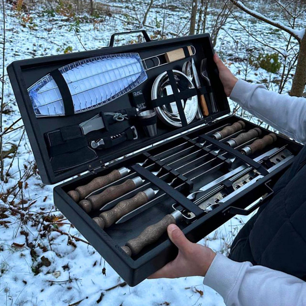 Набір для гриля та барбекю у дерев'яному кейсі "Буковина" SP00494