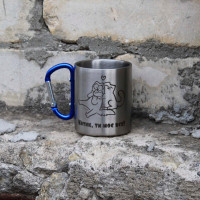 Металева чашка 250 мл з карабіном і гравіюванням - Котик