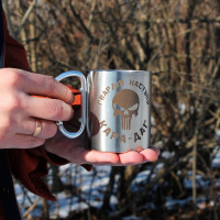 Металлическая чашка 250 мл с карабином и гравировкой - гвардия надета