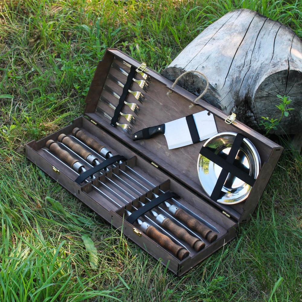 Набір для гриля та барбекю "Лісник" у кейсі з фанери SP24713