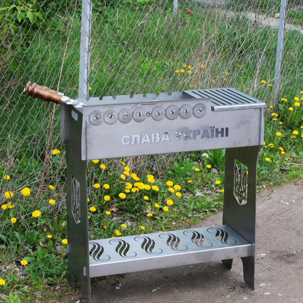 Мангальний комплекс: Мангал розбірний із неіржавкої сталі з вбудованою шашличницею + Сковорода + Шампура SP32290