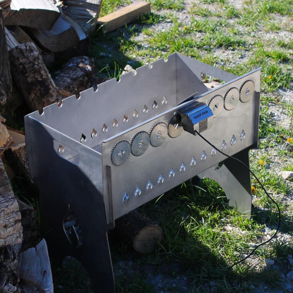 Мангал автоматический на 8 шампуров с гравировкой - рыболов SP33982