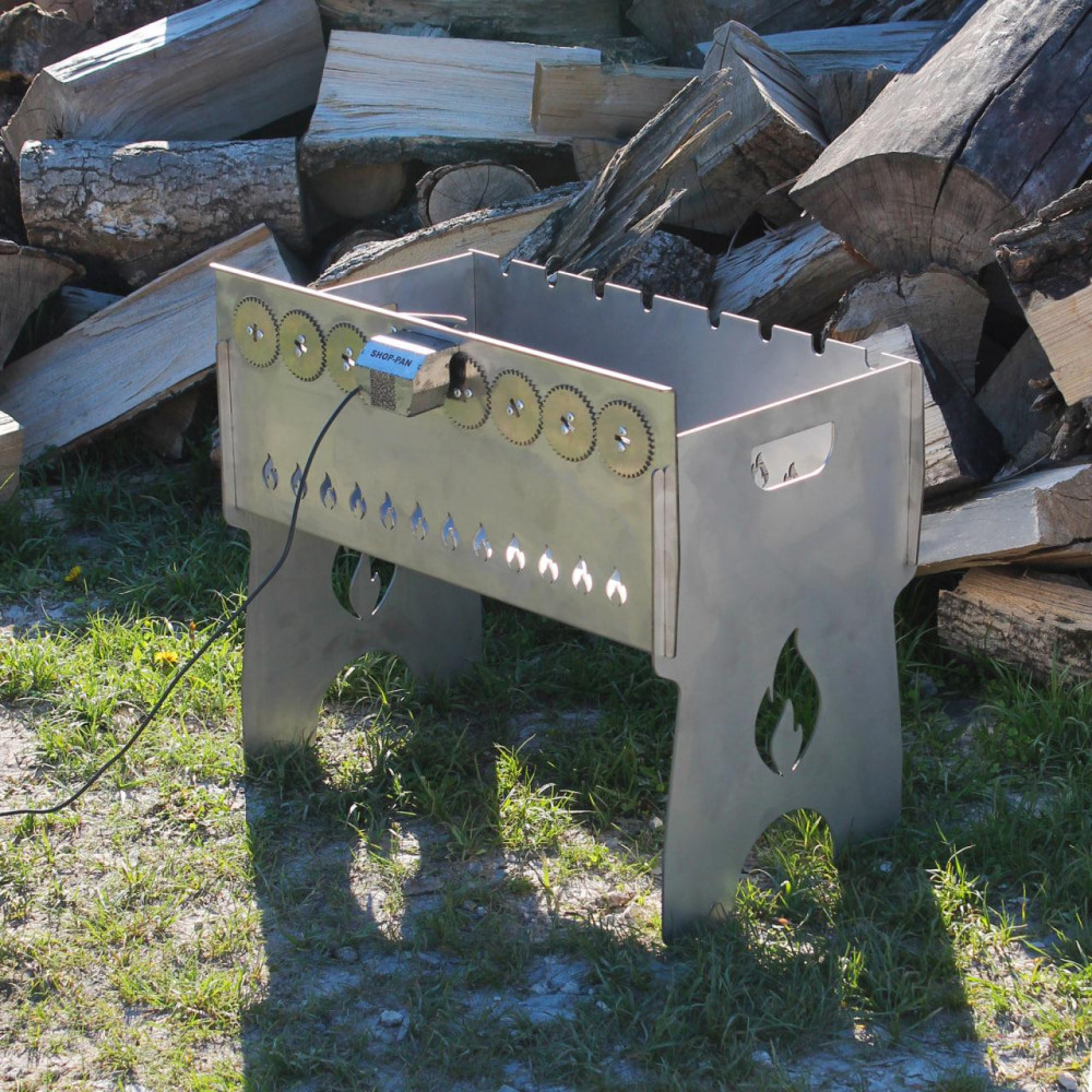 Мангал автоматический на 8 шампуров с гравировкой - рыболов SP33982