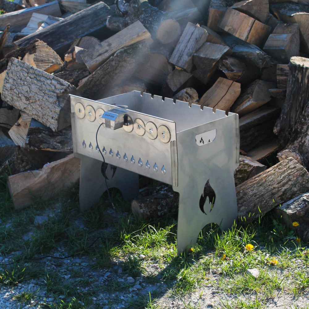 Мангал автоматический на 8 шампуров с гравировкой - рыболов SP33982