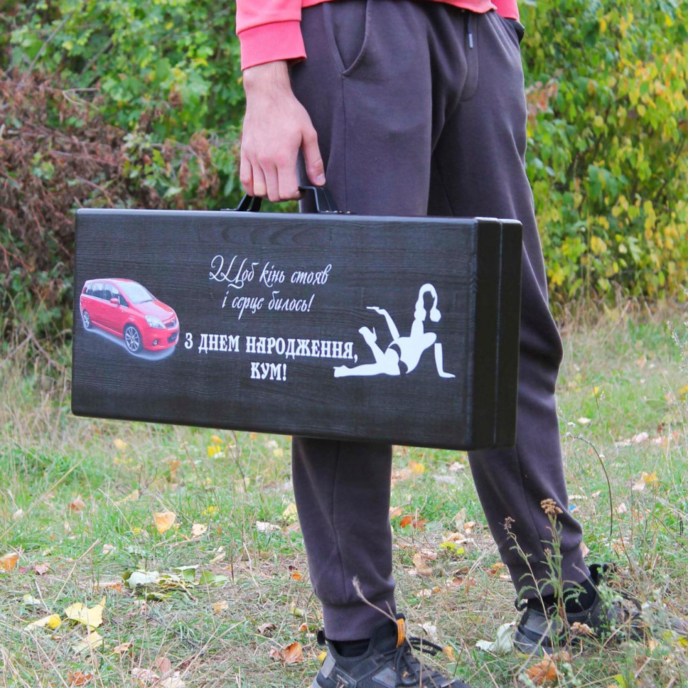 Набір для гриля та барбекю "Базовий" у дерев'яному кейсі з друком (УФ/UV друк) SP49517