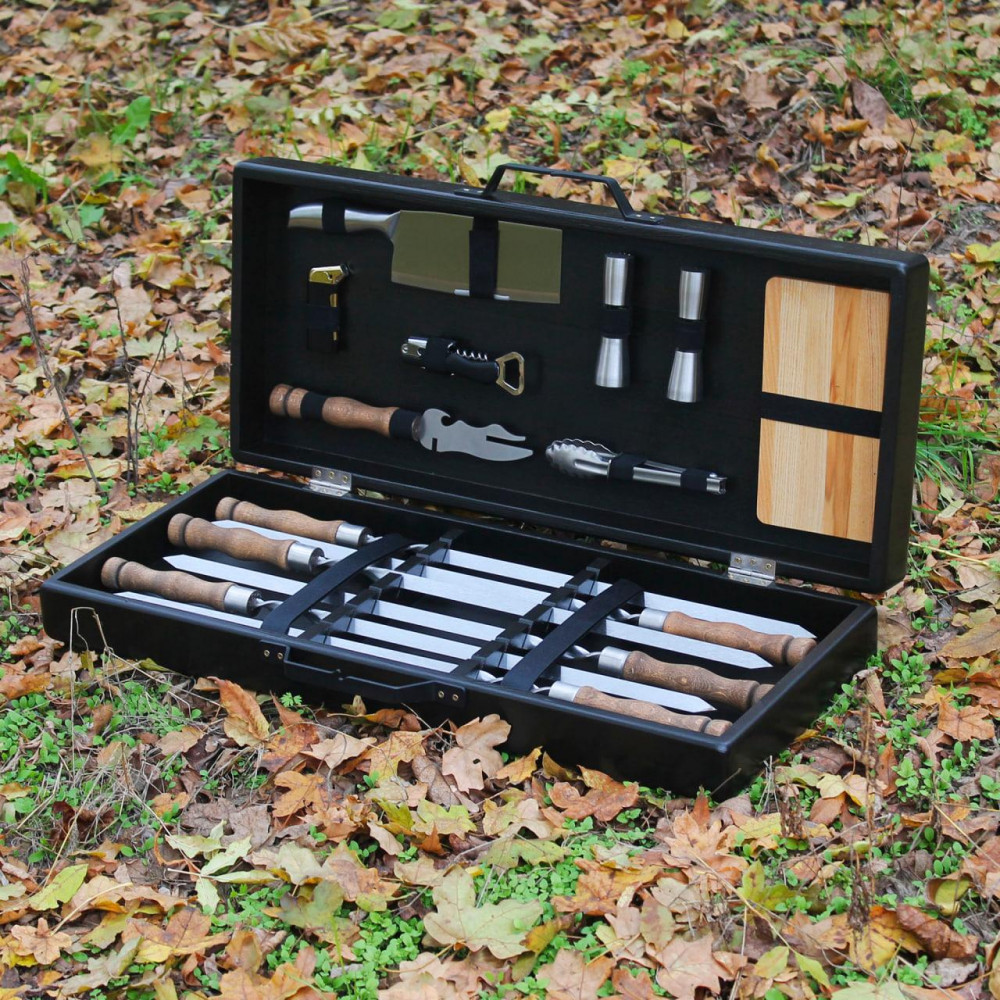 Набір для гриля та барбекю "Застільний" у дерев'яному кейсі SP82905