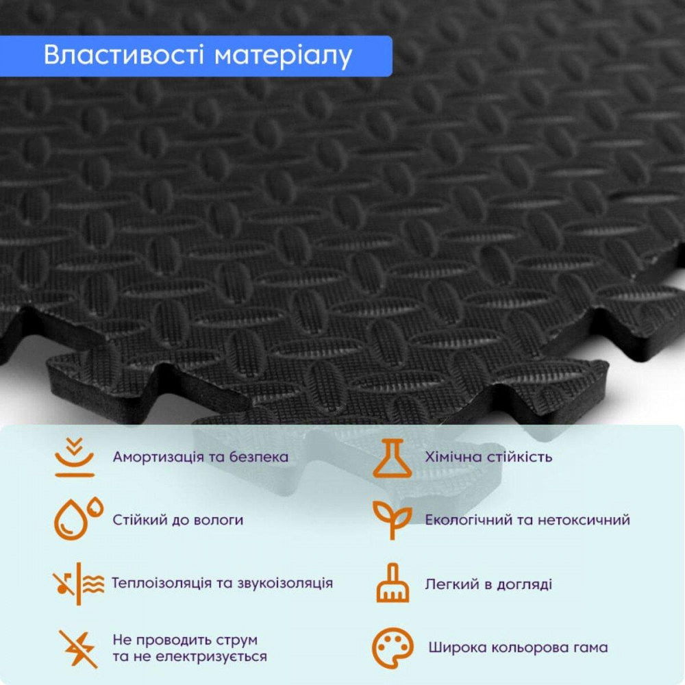 Підлога пазл - модульне покриття для підлоги 600x600x10мм Чорне (МР15) SW-00001169 SW-00001169