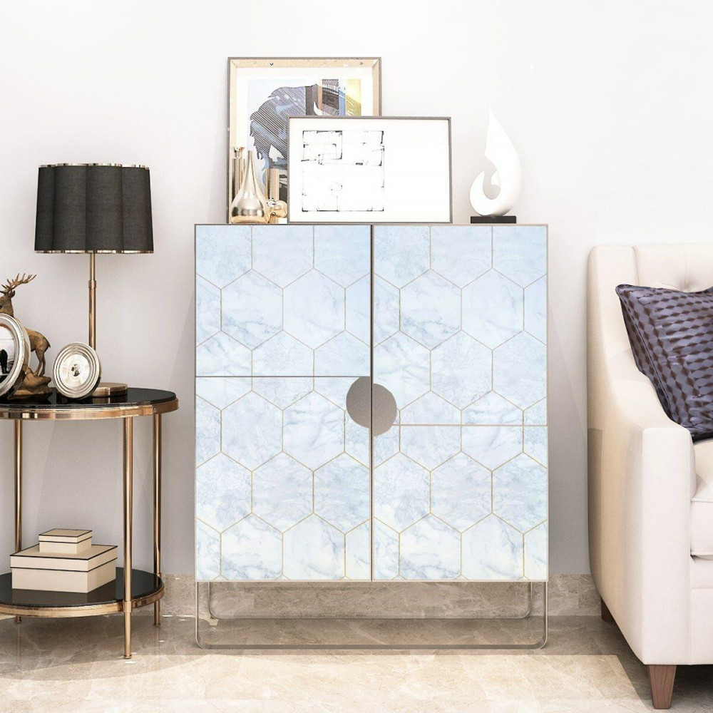 Самоклеюча плівка 0,45х10м х 0,07мм Малахітовий мармур золоті соти SW-00001214 SW-00001214