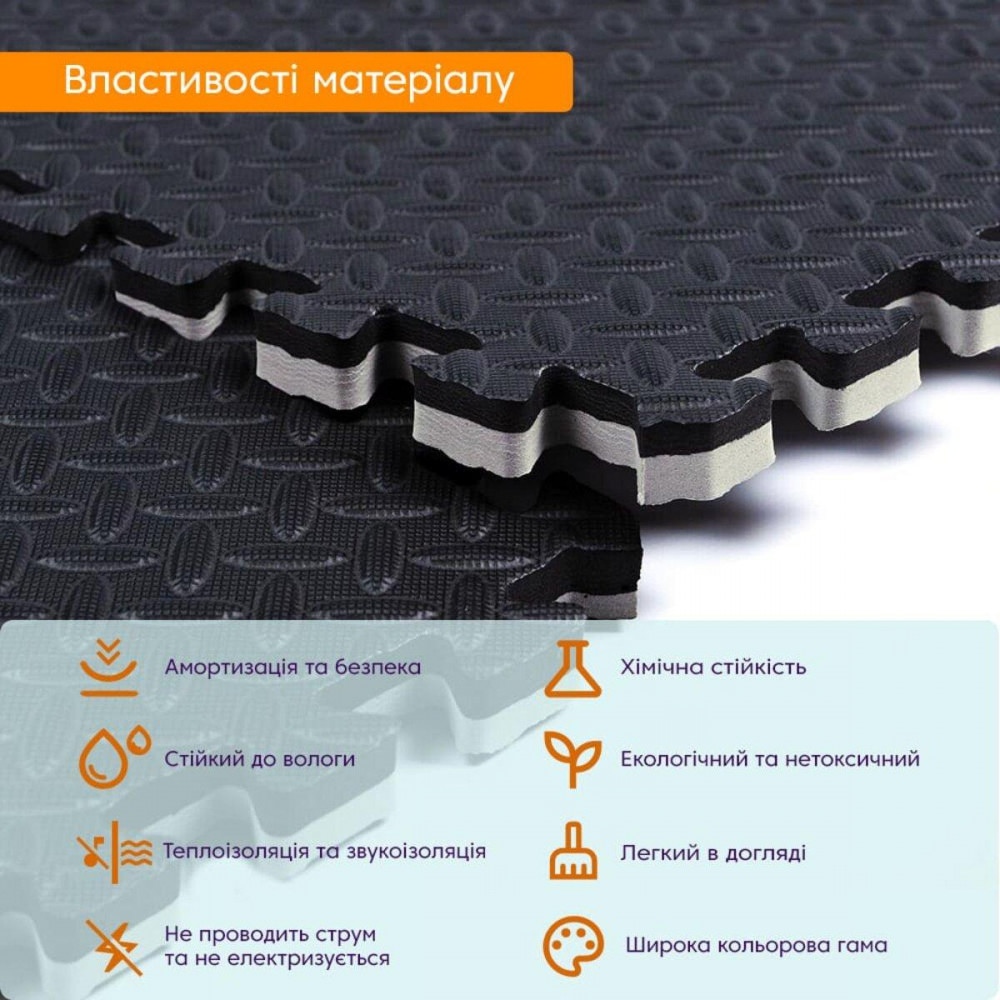 Підлогове двостороннє покриття GREY та BLACK 60*60cm*2cm (D) SW-00001843 SW-00001843