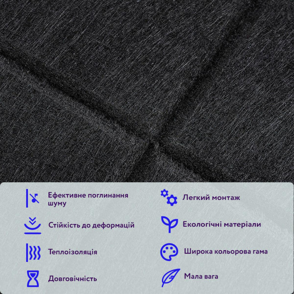 Звукоізоляційна панель 300х300х9мм Чорна SW-00002700 SW-00002700