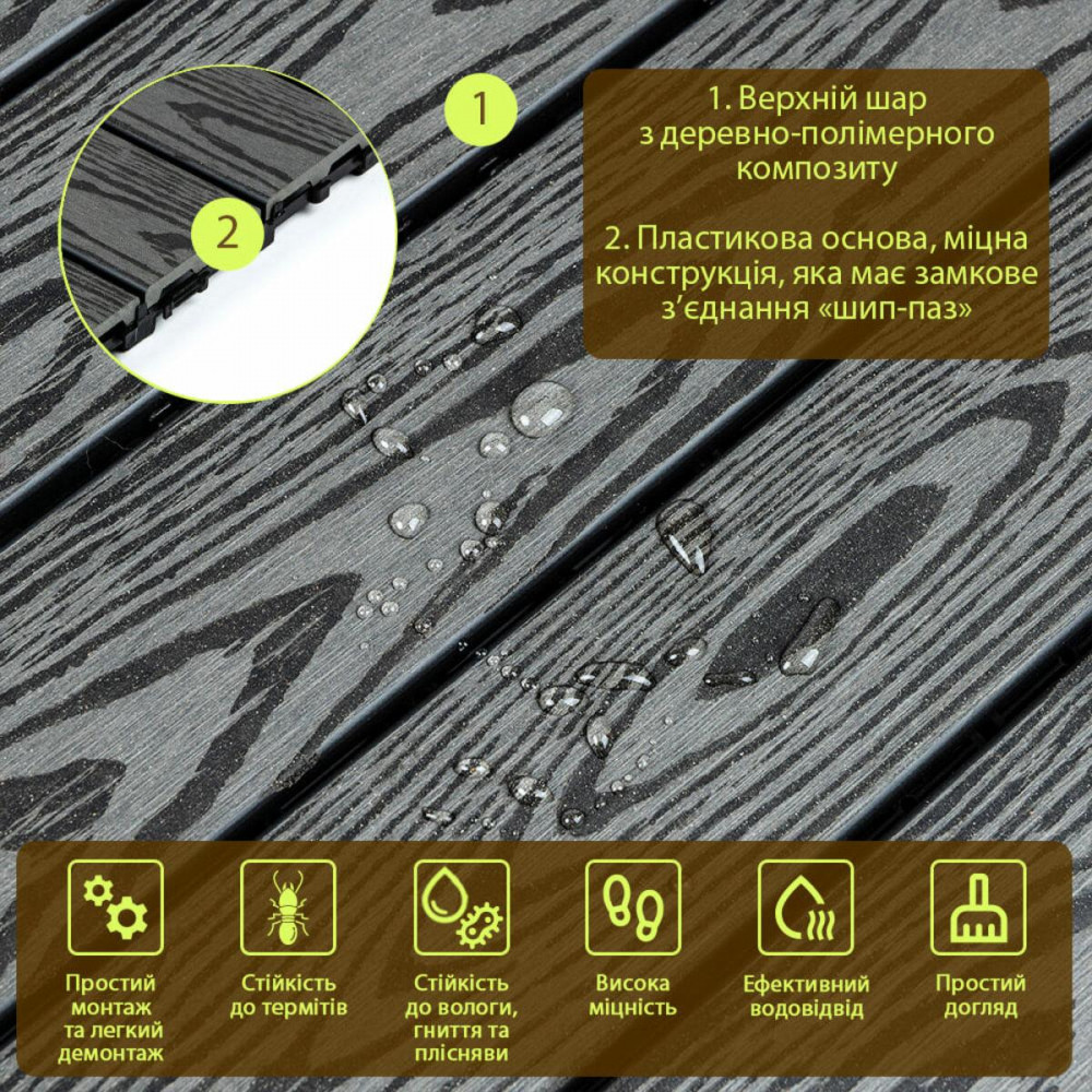 Композитна плитка ДПК 300х600х23 мм SW-00003293 SW-00003293