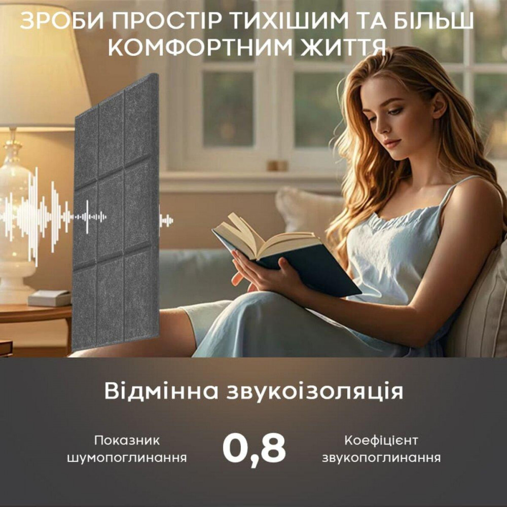 Звукоізоляційна панель 300х300х9мм Графіт SW-00003508 SW-00003508