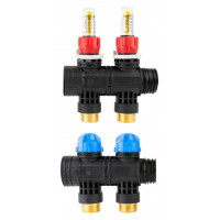 81252 Розподілювач для колектора на 2 контура з витратоміром