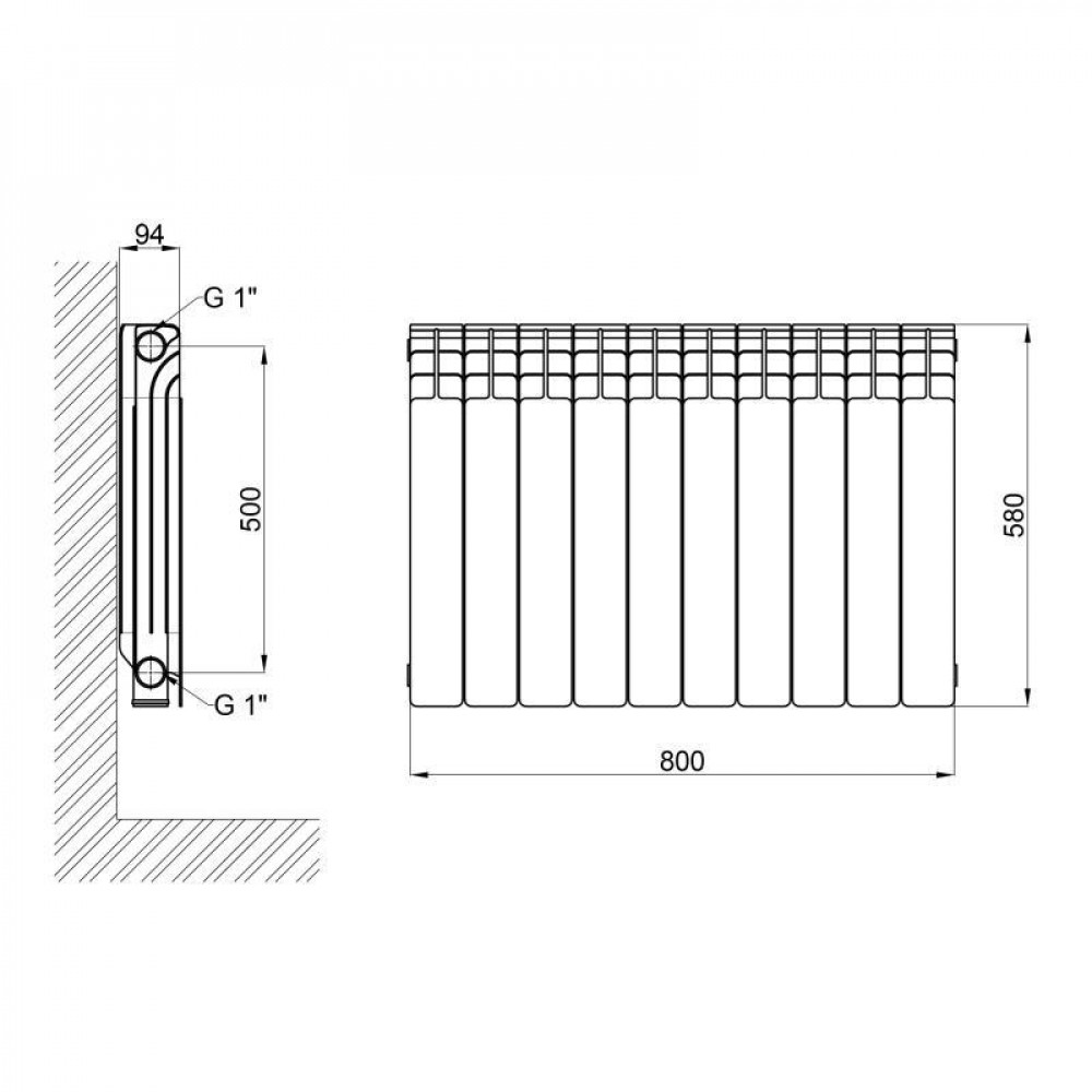 Радіатор алюмінієвий Thermo Alliance All-Vulcan 500/96 1,05 кг SD00045463