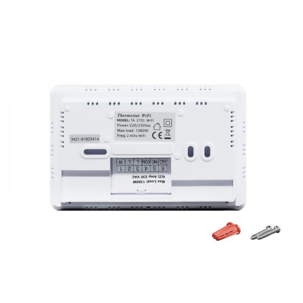 Тижневий програмований термостат Thermo Alliance ТА-2701WiFi сенсорний з WiFi SD00049329